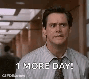 Man In Striped Shirt Says 1 More Day GIF