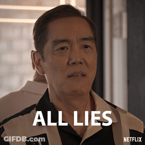 Man In Striped Shirt Says All Lies On Netflix Ad GIF