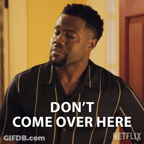 Man In Striped Shirt Says Don't Come Over Here GIF