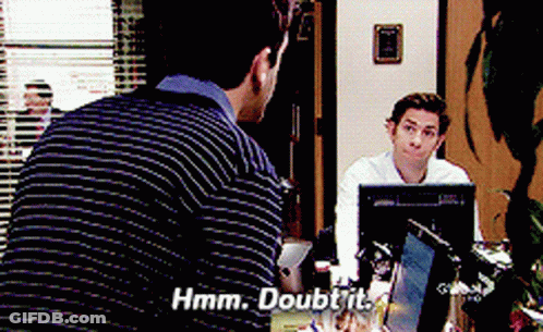 Man In Striped Shirt Says Hmm Doubt It GIF