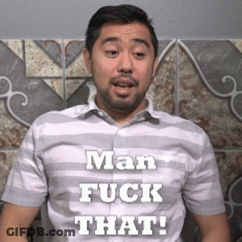 Man In Striped Shirt Says Man Fuck That GIF