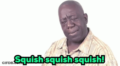 Man In Striped Shirt Says Squish Squish Squish GIF