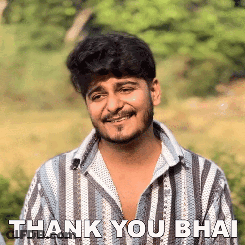 Man In Striped Shirt Smiling Saying Thank You Bhai GIF