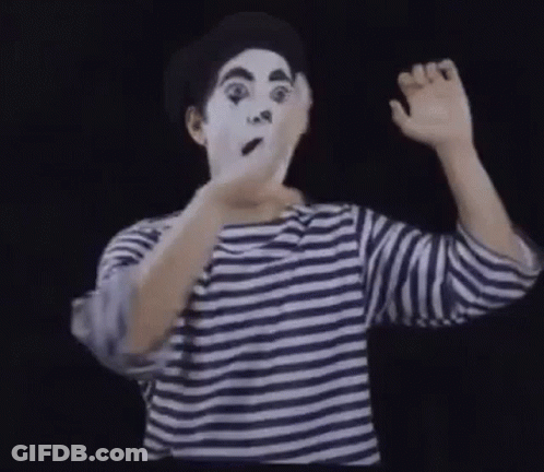 Man In Striped Shirt With Mime Face GIF