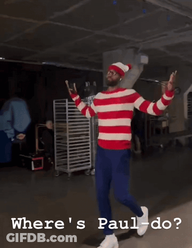 Man In Striped Sweater Saying Where S Paul-Do GIF