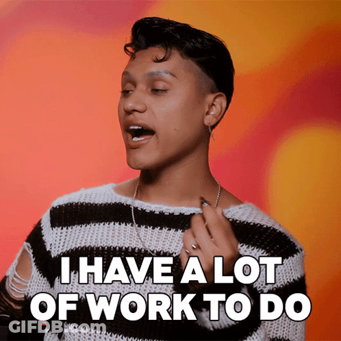 Man In Striped Sweater Says I Have Work To Do GIF