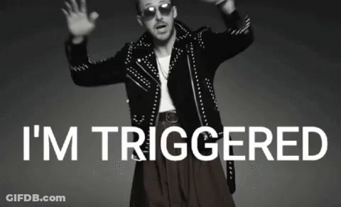 Man In Studded Jacket And Sunglasses Says I'm Triggered GIF