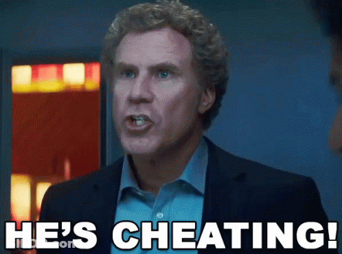 Man In Suit And Blue Shirt Cheating GIF