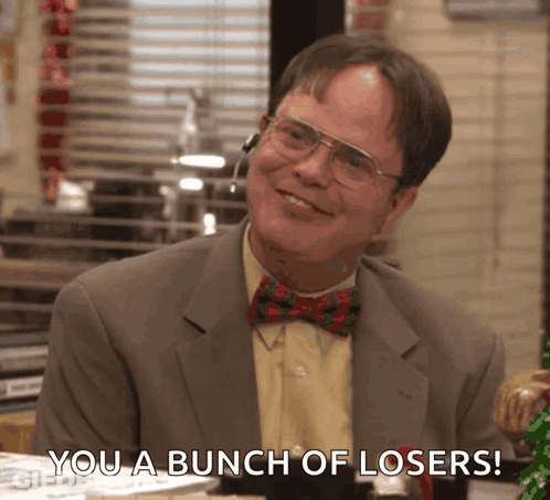 Man In Suit And Bow Tie Saying You Losers GIF