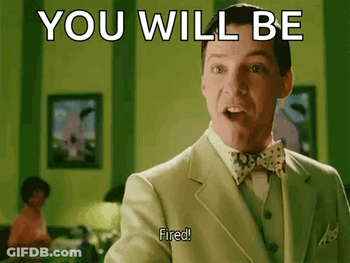 Man In Suit And Bow Tie Saying You Will Be Fired GIF