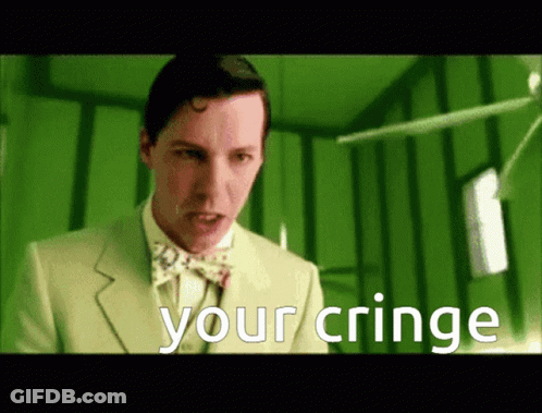 Man In Suit And Bow Tie Saying Your Cringe GIF