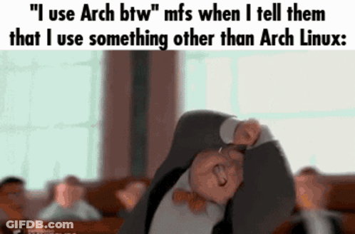 Man In Suit And Bow Tie Says I Use Arch BTW GIF