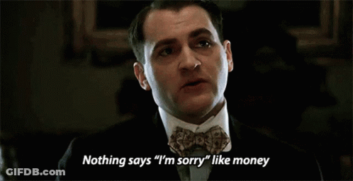 Man In Suit And Bow Tie Says Nothing Says I'm Sorry Like Money GIF