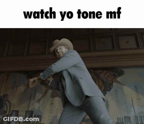 Man In Suit And Cowboy Hat Saying Watch Yo Tone Mf GIF