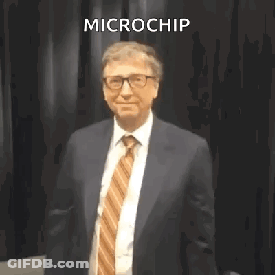 Man In Suit And Glasses Dancing With Microchip Above GIF