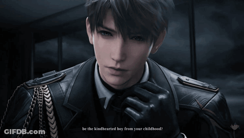 Man In Suit And Gloves Holding Apple GIF