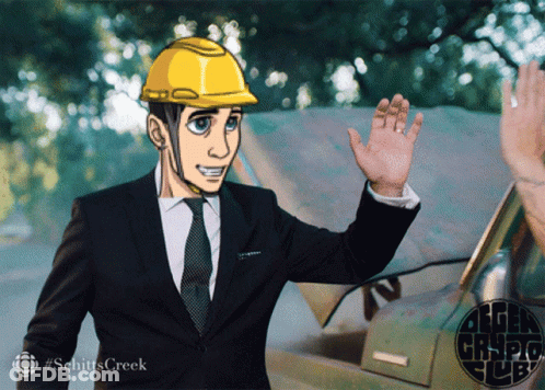 Man In Suit And Hard Hat Schitt's Creek GIF