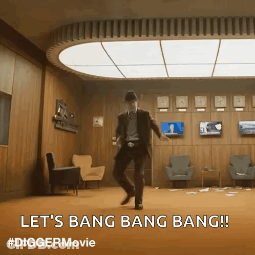 Man In Suit And Hat Dancing Let's Bang Bang Bang GIF