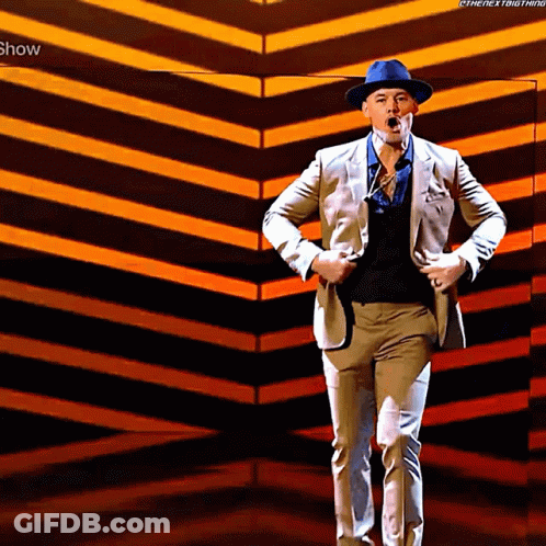 Man In Suit And Hat Dancing Show GIF