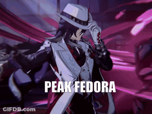 Man In Suit And Hat Saying Peak Fedora GIF