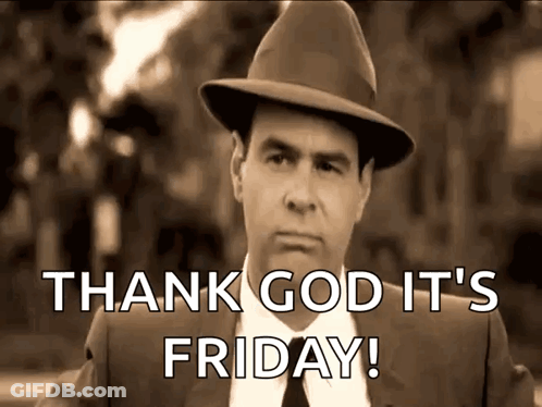 Man In Suit And Hat Saying Thank God It's Friday GIF