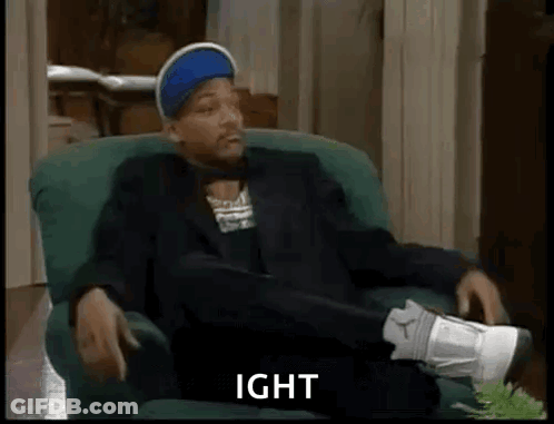 Man In Suit And Hat Sitting Cross-Legged With Word Ight GIF