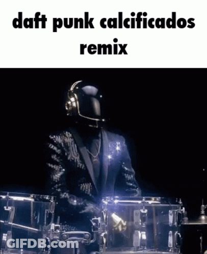 Man In Suit And Helmet Playing Drums Daft Punk Remix GIF