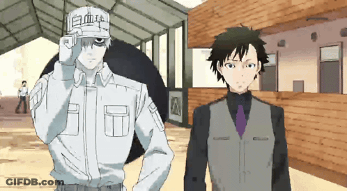 Man In Suit And Man With Hat Saying E GIF