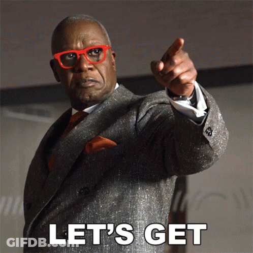 Man In Suit And Red Glasses Let's Get Pointing GIF