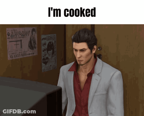 Man In Suit And Red Shirt I'm Cooked GIF