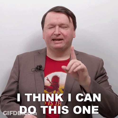 Man In Suit And Red Shirt Says I Think I Can Do This One GIF