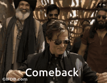 Man In Suit And Sunglasses Dancing Comeback GIF