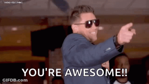 Man In Suit And Sunglasses Saying You're Awesome GIF