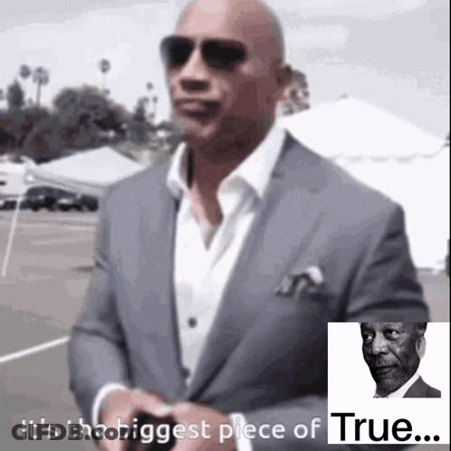 Man In Suit And Sunglasses Says Biggest Piece Of True GIF