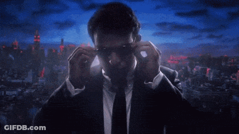 Man In Suit And Tie Adjusting Sunglasses GIF