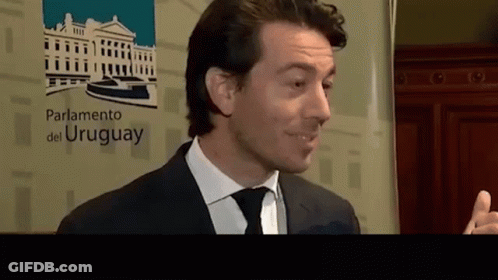 Man In Suit And Tie At Parliamento Del Uruguay GIF
