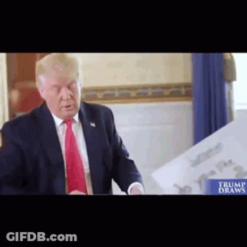 Man In Suit And Tie At Trump Sign GIF