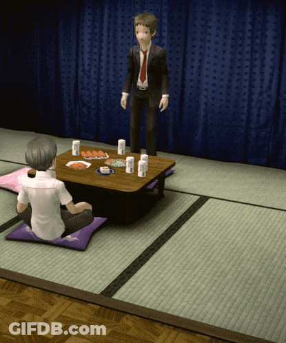 Man In Suit And Tie Beside Table With Cans GIF