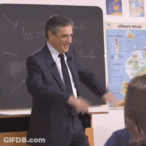 Man In Suit And Tie Dancing At Chalkboard Europe GIF