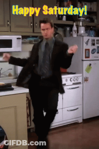 Man In Suit And Tie Dancing In Kitchen Happy Saturday GIF