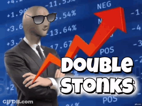 Man In Suit And Tie Double Stonks Arrow GIF