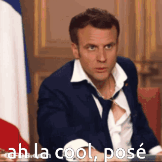 Man In Suit And Tie French Flag Ah La Cool Pose GIF