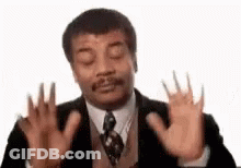 Man In Suit And Tie Funny Face With Hands Up GIF