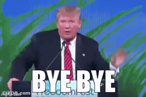 Man In Suit And Tie Giving Speech Saying Bye Bye GIF