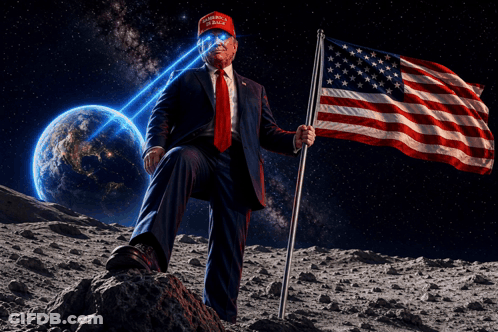Man In Suit And Tie Holding American Flag GIF