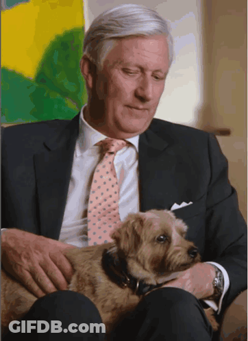 Man In Suit And Tie Holding Dog GIF