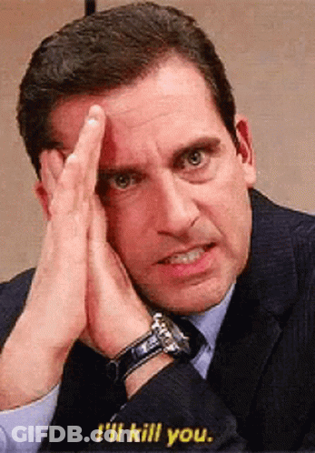 Man In Suit And Tie Holding Hand To Forehead Says I'll Kill You GIF