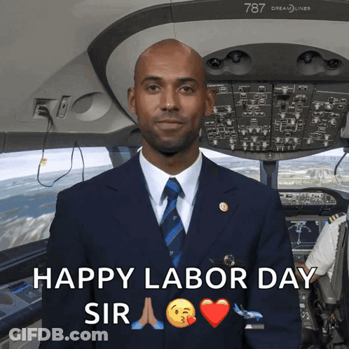 Man In Suit And Tie In Dreamliner Cockpit GIF