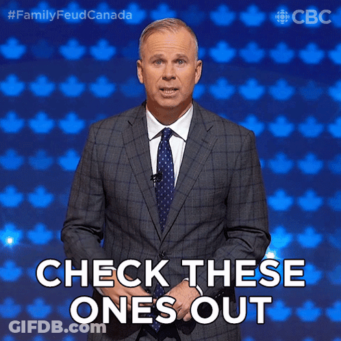Man In Suit And Tie In Front Of Blue Background Saying Check These Ones Out GIF