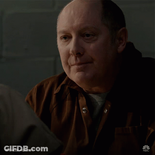 Man In Suit And Tie In Front Of The Blacklist Sign GIF